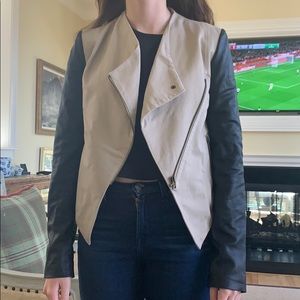 Aqua accented biker jacket